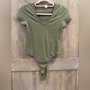 Bozzolo Khaki V-Neck Bodysuit